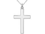 Large Sterling Silver Polished Cross Pendant Necklace with Chain